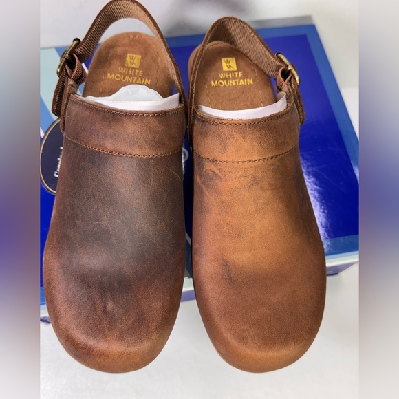 White Mountain Shoes Being Leather Clog comfy summer spring classic casual style - Picture 5 of 10